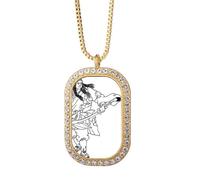 Masterpiece The Romance - Collar con colgante de figura china Wusong con diamantes de cristal dorado