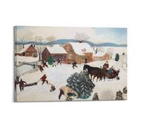 Masterpieces by Grandma Moses Hurrah for Christmas Painting Posters Canvas Art Decorative Bedroom Modern Home Print Picture 12 x 18 pulgadas (30 x 45 cm)
