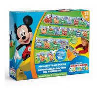 MasterPieces Disney Educational Floor Puzzle - Rompecabezas jumbo de madera de 28 piezas para familias - Mickey ABC Train - A partir de 3 años