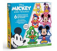 MasterPieces Disney Educational Puzzles - Paquete de 6 mini rompecabezas de madera con forma de Mickey Mouse y amigos, a partir de 3 años