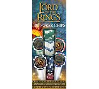 Masterpieces Lord of The Rings - Juego de fichas de póquer de 100 piezas estilo casino con bandeja LOTR coleccionable para la noche de juegos