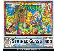 MasterPieces Rompecabezas de 500 piezas de vidrieras para adultos, familia o jóvenes, Winnie The Pooh, 15 x 21 pulgadas