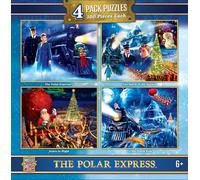 MasterPieces The Polar Express - Juego de 4 rompecabezas de 100 piezas, rompecabezas con obras de arte vibrantes y piezas duraderas, divertida actividad familiar, desafío cerebral y entretenimiento