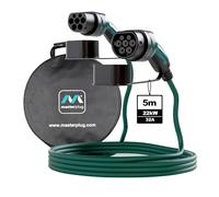 Masterplug Cable de Carga Rápida para VE Modo 3 con Estuche de Transporte, Vehículo Eléctrico e Híbrido Enchufable Tipo 2 a Tipo 2, Trifásico, Cable de 5 Metros, 22kW, 32A, EVC22325TL/CASE
