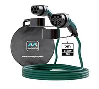 Masterplug Cable de Carga Rápida VE Modo 3 con Estuche de Transporte, Coche de Vehículo Eléctrico e Híbrido Enchufable Tipo 2 a Tipo 2, Monofásico, Cable de 5 Metros, 7,4kW, 32A, EVC22325SL/CASE