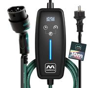 Masterplug Cable de Carga VE para Vehículos Eléctricos e Híbridos, 10 Metros, Modo 2, Enchufe Schuko de 3 Pines EU a Cargador de Coche Tipo 2, 3,6kW, 16A, EVCM221610G/EU
