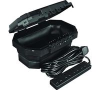 Masterplug Caja de conexión eléctrica plegable, caja de cables con 4 enchufes de 8 m, cable de extensión, resistente a la intemperie, al aire libre, 154 mm de alto x 376 mm de ancho x 230 mm de