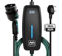 Masterplug EVCM221010 - Cable de Carga EV para vehículos eléctricos e híbridos, 10 Metros, Modo 2, 3 Pines, Enchufe británico a Tipo 2, 2,4 kW, EVCM221010