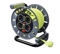 Masterplug Enrollacables Pro-XT – 4 tomas, asa de bobinado, térmico y alimentación, 25 m