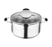 MasterPro Foodies | Cacerola de Cocina con Tapa de Cristal | Capacidad de 5,2L | Cacerola de Acero Inoxidable | Muy Resistente, Fácil de Limpiar | Para Todo Tipo de Cocinas