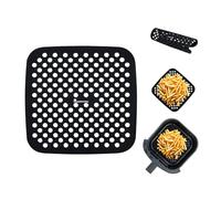 MasterPRO FOODIES COLLECTION - Juego de 2 Alfombrillas de Silicona para Hornear en el Air Fryer - 19x19 cm - Distribución Uniforme del Calor - 100% Antiadherentes y Resistentes - Fáciles de Limpiar