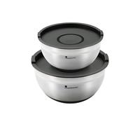 MasterPro FOODIES COLLECTION - Set 4Pzs Bol Mezcla Acero Inox con Tapa - Escala de Medición - Base Antideslizante - Duradero y Estilizado