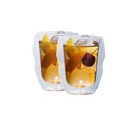 MasterPro Foodies Mixology - Juego de 2 Vasos Bajos 380 ml Fabricado en Borosilicato Doble pared - Acabado Transparente - Soporta desde -20º hasta 200º - Apto lavavajillas - Libre de Tóxicos