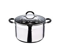 MasterPro Foodies | Olla de Cocina con Tapa de Cristal | Capacidad de 9.5 L | Fabricada en Acero Inoxidable | Muy Resistente y Fácil de Limpiar | Compatible con Todo Tipo de Cocinas