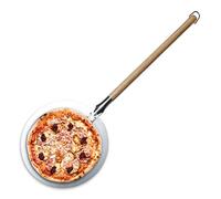 MasterPro Foodies - Pala Horno para Pizza - Fabricada con Acero Inoxidable - Pala de 30.5 cm de Diámetro y 87 cm de Largo - Mango Largo de Efecto Madera - Cabeza Redonda