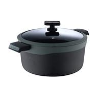 MasterPro Gastro Reeco, Cacerola de 20 cm y 10 cm de Altura con Tapa, Indicador de temperatura, Aluminio Fundido Reciclado, Revestimiento Antiadherente, Asas Soft Touch, Olla, Todo Tipo de Cocinas