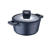 MasterPRO Indigo - Cacerola de Cocina de 24 x 12cm con Tapa - Cazuela Antiadherente de Aluminio Fundido - Revestimiento Antiadherente Xylan Plus - Asas Soft Touch - Todo Tipo de Cocinas