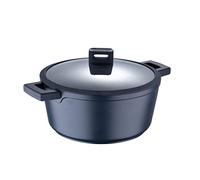 MasterPro Indigo Cacerola de Cocina de 28 x 13 cm con Tapa Cazuela Antiadherente de Aluminio Fundido Revestimiento Antiadherente Xylan Plus Asas Soft Touch Todo Tipo de Cocinas