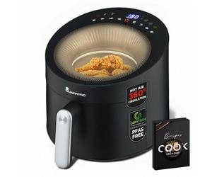 MasterPRO Rocket Cyclone 500 | Freidora de Aire con Ventana | 100% Libre de PFAS | Capacidad de 5L | 1500W Potencia | Panel Digital | Circulación 360° | Sistema de Circulación y Cocción Extra Rápida