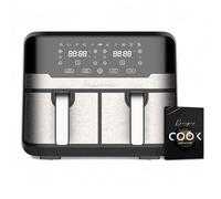 MasterPro Rocket Duo 900 | Freidora Sin Aceite Doble | Color Negro | Capacidad de 9 L y 2400 W | Pantalla LED Táctil y Cesta Antiadherente | Freidora de Aire | 11 Funciones Diferentes en 1, Clásico