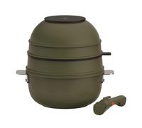 MasterPRO Share & Play Batería de cocina apilable de 10Pcs, Color Verde, Mango extraíble, Aluminio fundido, Revestimiento cerámico, Control térmico, apta para todo tipo de cocinas