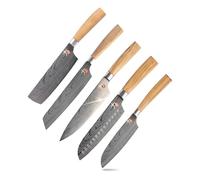 MasterPro Tetsu | Cuchillos de Cocina | Set Completo de 5 Cuchillos Japoneses | Perfecto para Cortar Todo Tipo de Alimentos | Cocina Profesional | Con Revestimiento de Titanio y Mango de Madera