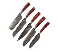 MasterPro Tetsu | Cuchillos de Cocina | Set Completo de 5 Cuchillos Japoneses | Perfecto para Cortar Todo Tipo de Alimentos | Cocina Profesional | Con Revestimiento de Titanio y Mango de Madera