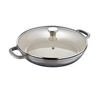 MasterPRO Unique - Cacerola de Cocina Baja con Tapa - Olla de 30,5 cm - Color Gris - Fabricada con Hierro Fundido - Asas Ergonómicas - Cazuela de Cocina - Compatible con Todo Tipo de Cocinas