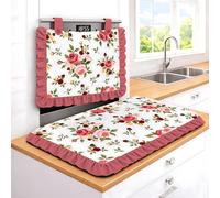 Masters House Biancheria per la Casa Juego de cocina para cubrir el horno de 40 x 50 cm + cubiertas de cocina de 46 x 70 cm, diseño floral - Protección completa con impresión digital 4 K, fabricado en