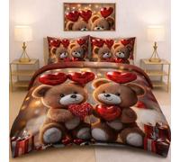 Masters House - Edredón de invierno para cama de matrimonio con impresión digital HD 4 K, de microfibra hipoalergénica, relleno cálido y suave, diseño de corazones amorosos, fabricado en Italia