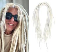 Masters of Asia Dreadlock Extensiones 100% lana de oveja, 120 cm de longitud, 15 unidades, hechas a mano, color blanco