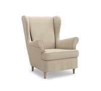 MASTERS OF COVERS Funda de Repuesto Compatible con Sillón IKEA Strandmon, Strandmon Sillón Funda, Strandmon Sillón Orejero Funda, 82 x 96 x 101 cm (Beige Galleta, Poliéster Petite)