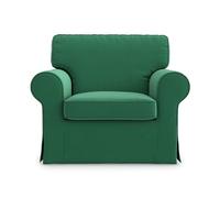 MASTERS OF COVERS Funda de sillón compatible con sillones IKEA Ektorp, funda de repuesto hecha a mano, 104 cm x 88 cm x 88 cm (terciopelo, verde)
