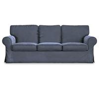 MASTERS OF COVERS Funda de sofá compatible con sofá IKEA Ektorp de 3 plazas, funda de repuesto hecha a mano, 218 x 88 x 88 cm (terciopelo premium, azul medianoche)