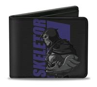 Masters of the Universe - Cartera plegable, Masters of the Universe He Man and Skeletor Text Poses color negro, cuero vegano, Negro -, 4.0" x 3.5", Casual