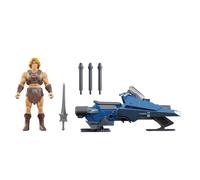 Masters of The Universe He-Man y Sky Sled Pack de vehículo y Figura a Escala de 13,97 cm, Fiel a la película de 2026, Lanzador y proyectiles, JMJ22