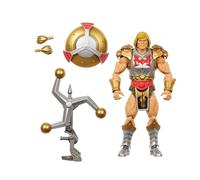 Masters of the Universe Masterverse He-Man Flying Fists Figura de acción, juguete de 17,8cm de New Eternia de MOTU con arma giratoria y escudo, 30 articulaciones, JBP75