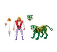 Masters of the Universe MOTU Origins Cartoon Collection Príncipe Adam y Cringer, Pack figura de acción con tigre, incluye espada y caras adicionales, juguete regalo para niños y niñas +6 años, HTH30