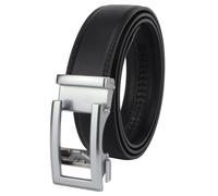 Masters & Stylists Cinturón hombre Negro, Cinturon Hebilla Automática Sin Agujeros, Cinturones cuero Elegante y Resistente, Regalo Hombre, Cinto Ancho 3,5 cm Longitud 120 cm