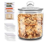 MASTERTOP 3,9L Tarro de Galletas con Tapa Hermético, Grande Bote de Cristal con Boca Ancho, Frasco Transparente para Alimentos, con Tapa de Junta de Goma Resistente a Fugas