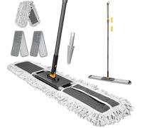 MASTERTOP Trapeador Industrial para Piso, mopa Plana Grande de 92 cm con Cabezal Giratorio de 360°, trapeador Comercial Resistente con 3 Almohadillas de Microfibra Reutilizables y Mango Ajustable de