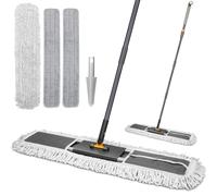 MASTERTOP Trapeador Industrial Profesional de 36 Pulgadas para Limpieza de Suelos, mopa Comercial Resistente en húmedo y seco, trapeador Plano Grande con Mango telescópico de 62 Pulgadas de Largo