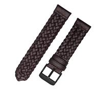MasterUnion Correa de reloj trenzada de cuero genuino de liberación rápida para hombres y mujeres, pulsera de repuesto, correa de muñeca de 20-24 mm, Marrón 2, 22mm