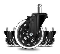Mastery Mart Rollerblade Style Caster Wheels Replacement Set of 5 for Office Chair, Office Chair Wheels 11x22mm, Ultra Heavy Duty, Floor Protecting, Quiet Smooth on Floors (Not for 1KEA Chair, Black)