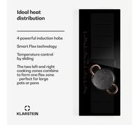 Masterzone 90 Slim Flex Placa de inducción encastrable 4 zonas de cocción 2 zonas flexibles ThermoBoost Tecnología Smart Flex Máx. 7200 W Klarstein