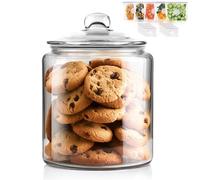 Masthome Tarro de Cristal Grande con Tapa 3,9 L,Tarro para galletas/Biscotti,Recipientes de Almacenamiento de Alimentos,Con un Bolsa Silicona Reutilizables,Sin BPA