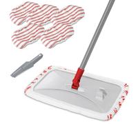 Masthome Trapeador de microfibra extragrande para limpieza de suelos, trapeador plano de 16 pulgadas con 5 almohadillas de fregona para uso húmedo y seco, fregona de polvo para madera dura, laminado,