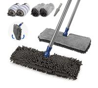 Masthome Trapeador Plano de Microfibra, con 4 Almohadillas Lavables y 1 raspador de Limpieza, mopa húmeda y Seca para Limpieza de Suelos de baldosas de mármol, cerámica laminada, Color Azul
