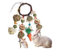 masticable para Animales pequeños - Decoración Colgante para Conejos y hámsters de 44 cm | de Masticar Colgante con Jaula de Cuerda de algodón y Madera Natural | Vine Tim
