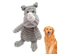 Masticador de mascotas chirriante: protector de mordeduras de felpa suave, diseño en forma de rinoceronte, juguete canino resistente | Entretenimiento y ejercicio para cachorros y perros adultos